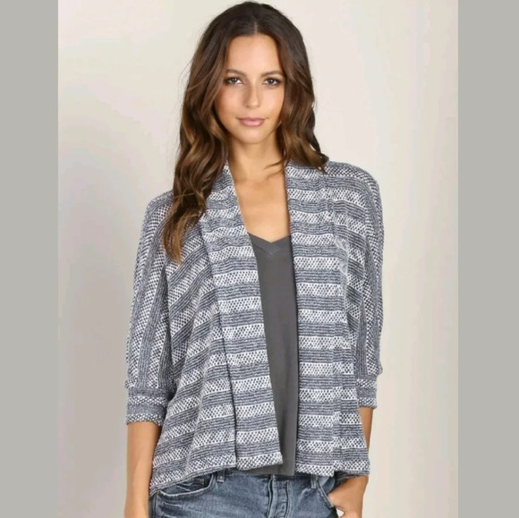 Splendid Graphite Sierra Striped Knit Cardigan Top - Picture 1 of 11